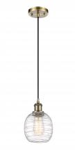 Innovations Lighting 516-1P-AB-G1013 - Belfast - 1 Light - 6 inch - Antique Brass - Cord hung - Mini Pendant