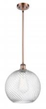 Innovations Lighting 516-1S-AC-G1214-12 - Athens Twisted Swirl - 1 Light - 12 inch - Antique Copper - Mini Pendant