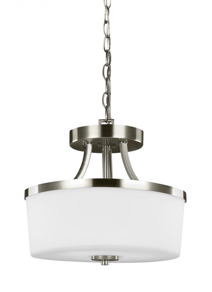 Hettinger transitional 2-light indoor dimmable ceiling flush mount in brushed nickel silver finish w
