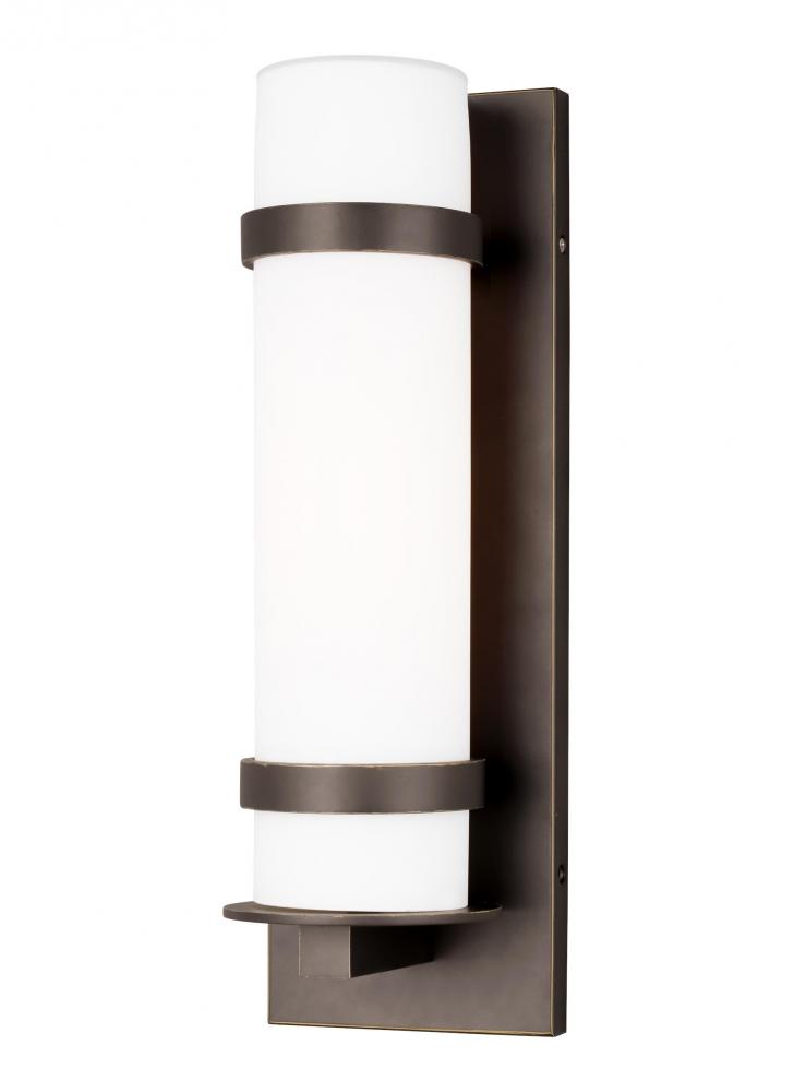 Alban modern 1-light outdoor exterior medium round wall lantern in antique bronze finish with etched