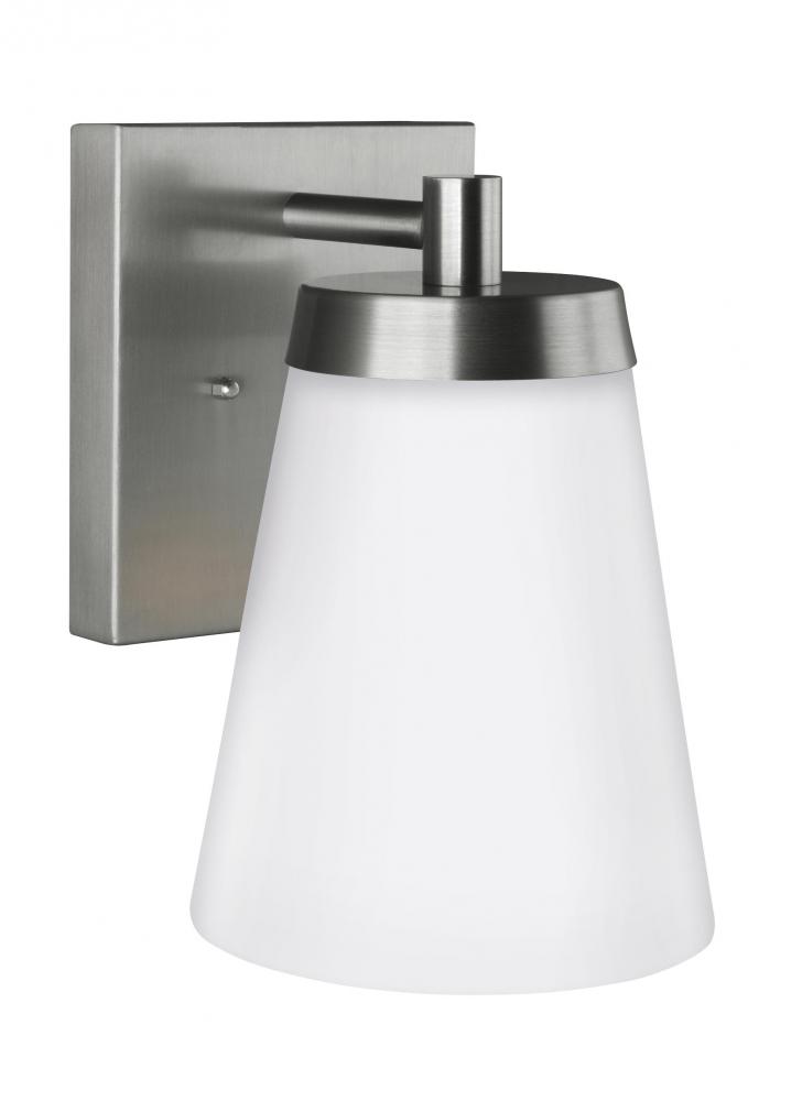 Renville transitional 1-light outdoor exterior large wall lantern sconce in satin aluminum silver fi