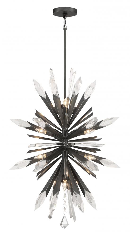Elsa 12 Light Pendant With Clear And Faux Rock Crystal