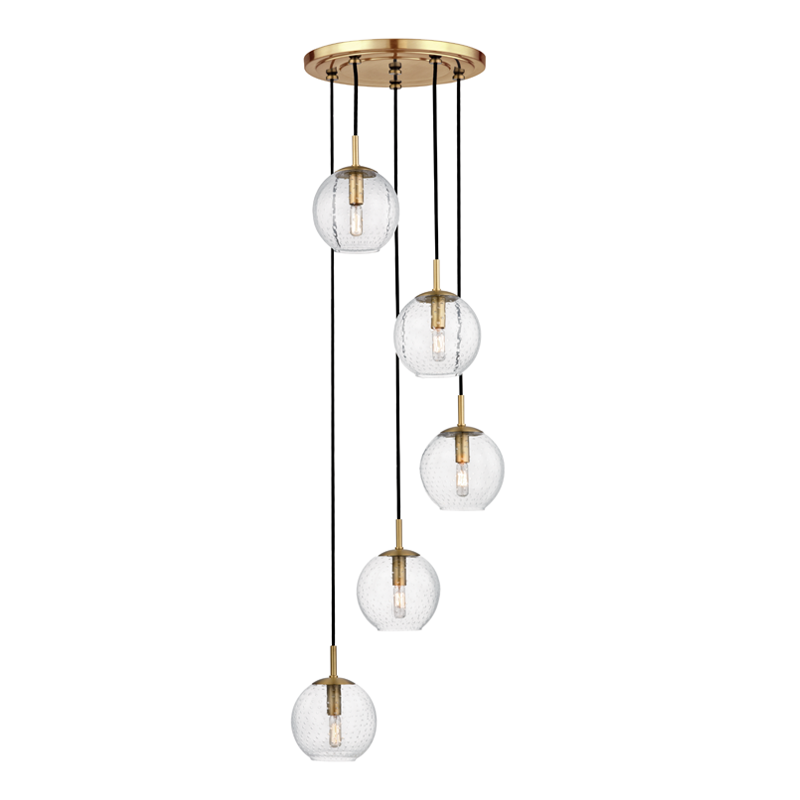 5 LIGHT PENDANT WITH CLEAR GLASS