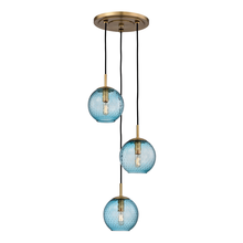 Hudson Valley 2033-AGB-BL - 3 LIGHT PENDANT WITH BLUE GLASS