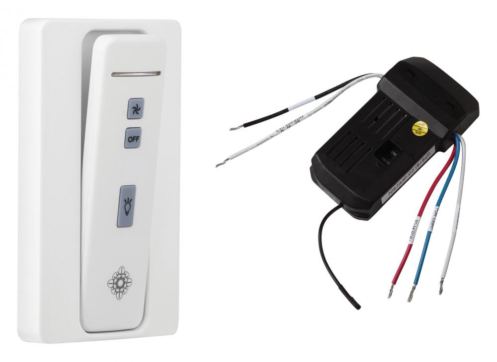 Hand-held remote control transmitter/receiver, with holster. Fan speed and downlight control.