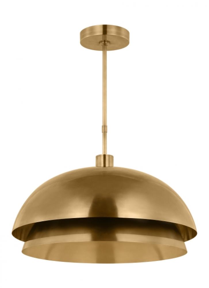 The Shanti X-Large 1-Light Damp Rated Integrated Dimmable LED Ceiling Pendant in Natural Brass