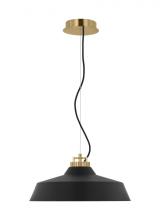 Visual Comfort & Co. Modern Collection SLPD12827BNB - The Forge Large Short 1-Light Damp Rated Integrated Dimmable LED Ceiling Pendant in Natural Brass