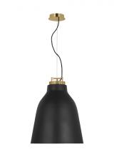Visual Comfort & Co. Modern Collection SLPD12727BNB - The Forge Large Tall 1-Light Damp Rated Integrated Dimmable LED Ceiling Pendant in Natural Brass