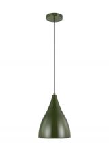 Visual Comfort & Co. Studio Collection 6545301-145 - Oden modern mid-century 1-light indoor dimmable small pendant in olive finish with olive finish shad