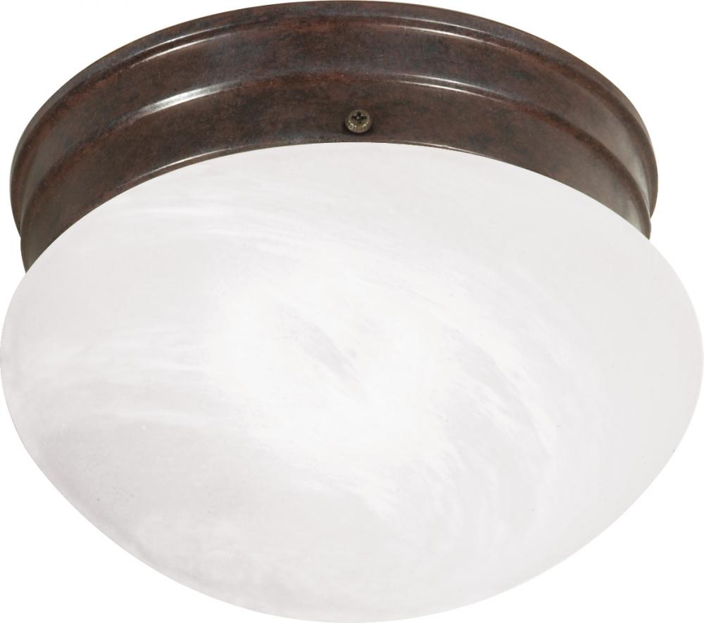 1-Light Small Flush Mount Ceiling Light in Old Bronze Finish with Alabaster Mushroom Glass and (1)