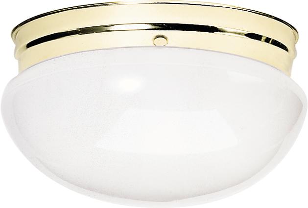 2-Light Large Flush Mount Ceiling Light in Polished Brass Finish with White Mushroom Glass and (2)