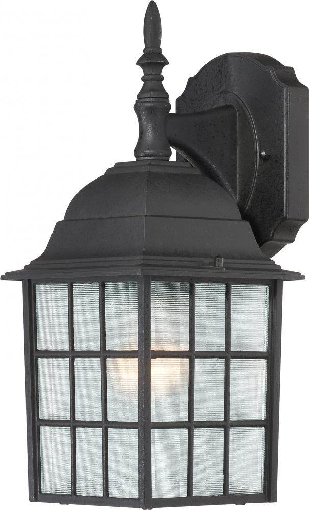 Adams - 1 Light 14" Wall Lantern with Frosted Glass - Textured Black Finish