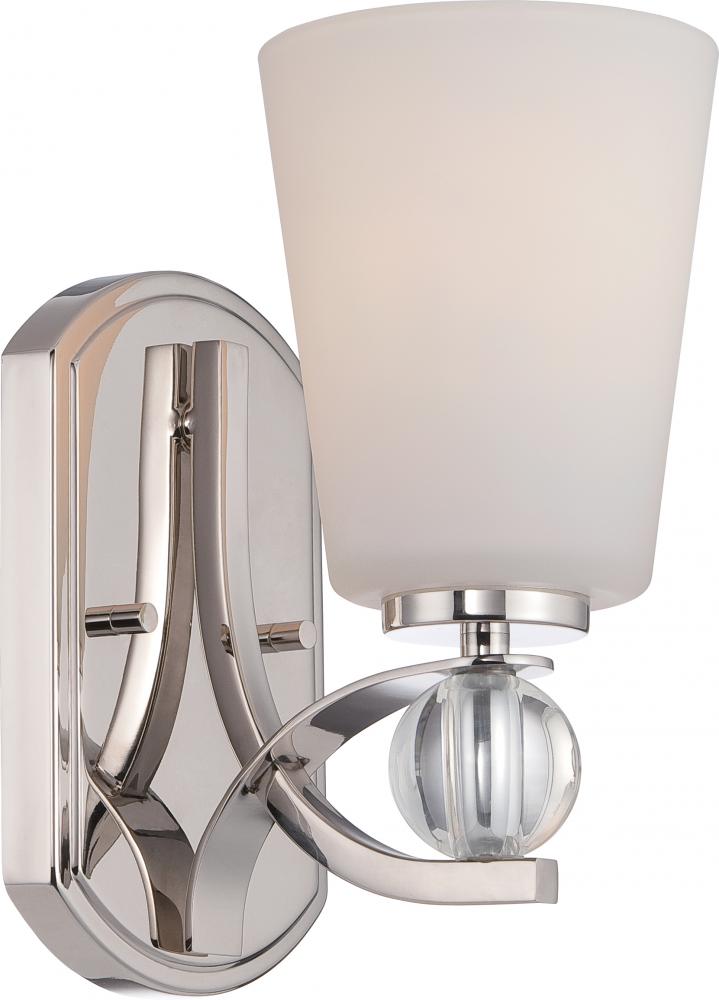 Connie - 1 Light Vanity with Satin White Glass - Polished Nickel Finish