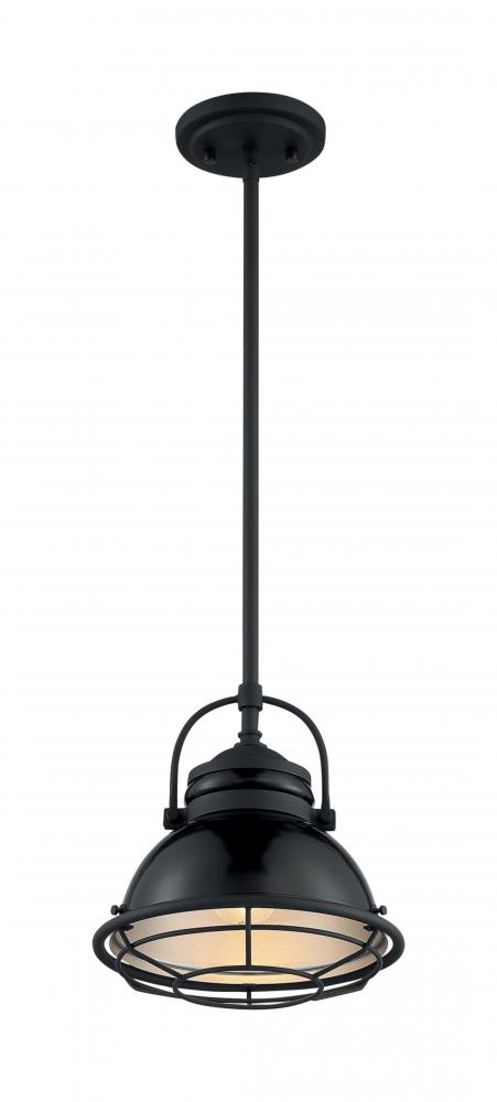 Upton - 1 Light Pendant with- Black and Silver & Black Accents Finish