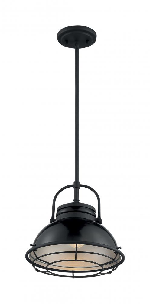 Upton - 1 Light Pendant with- Black and Silver & Black Accents Finish