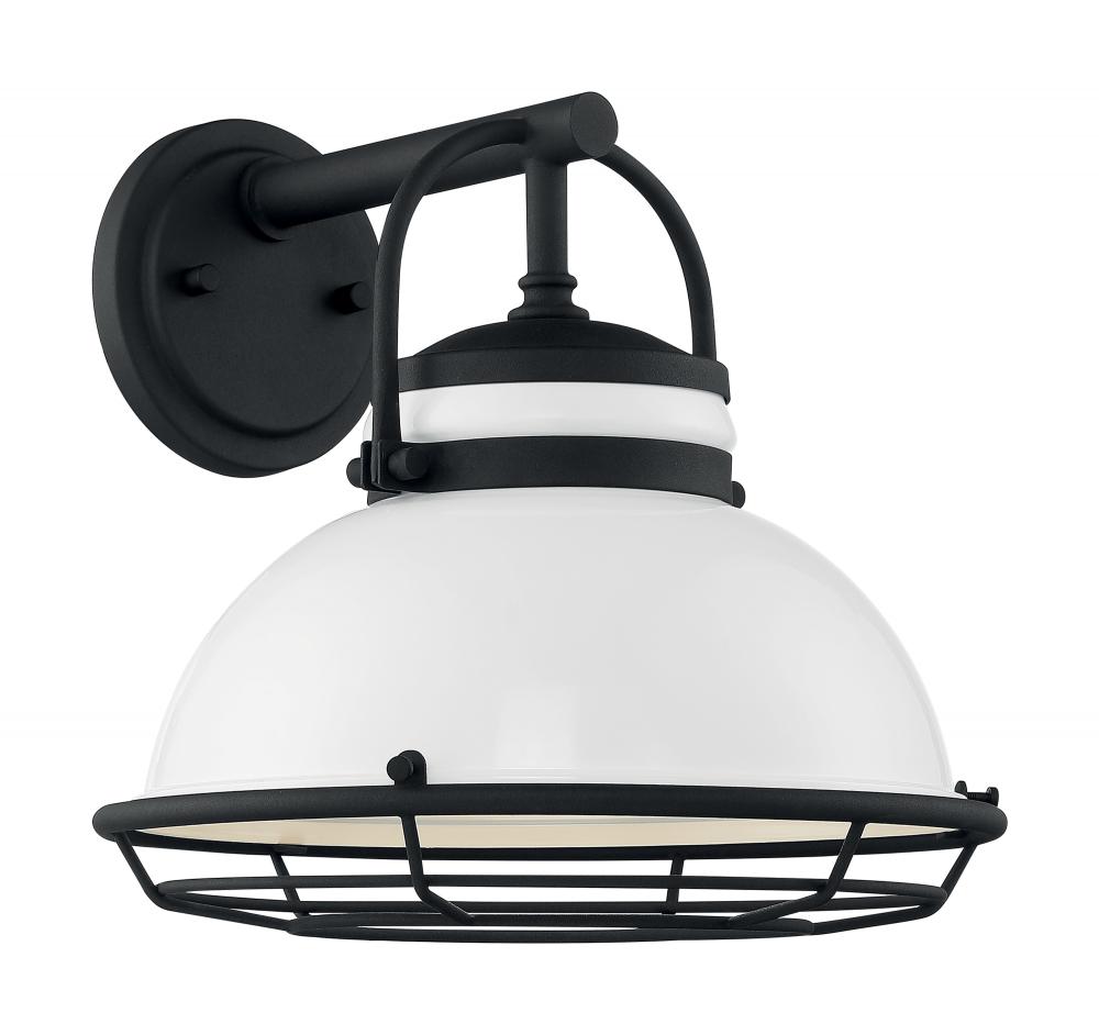 Upton - 1 Light Sconce with- Gloss White and Textured Black Finish