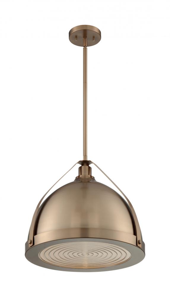 Barbett - 1 Light Pendant with Fresnel Glass - Burnished Brass Finish