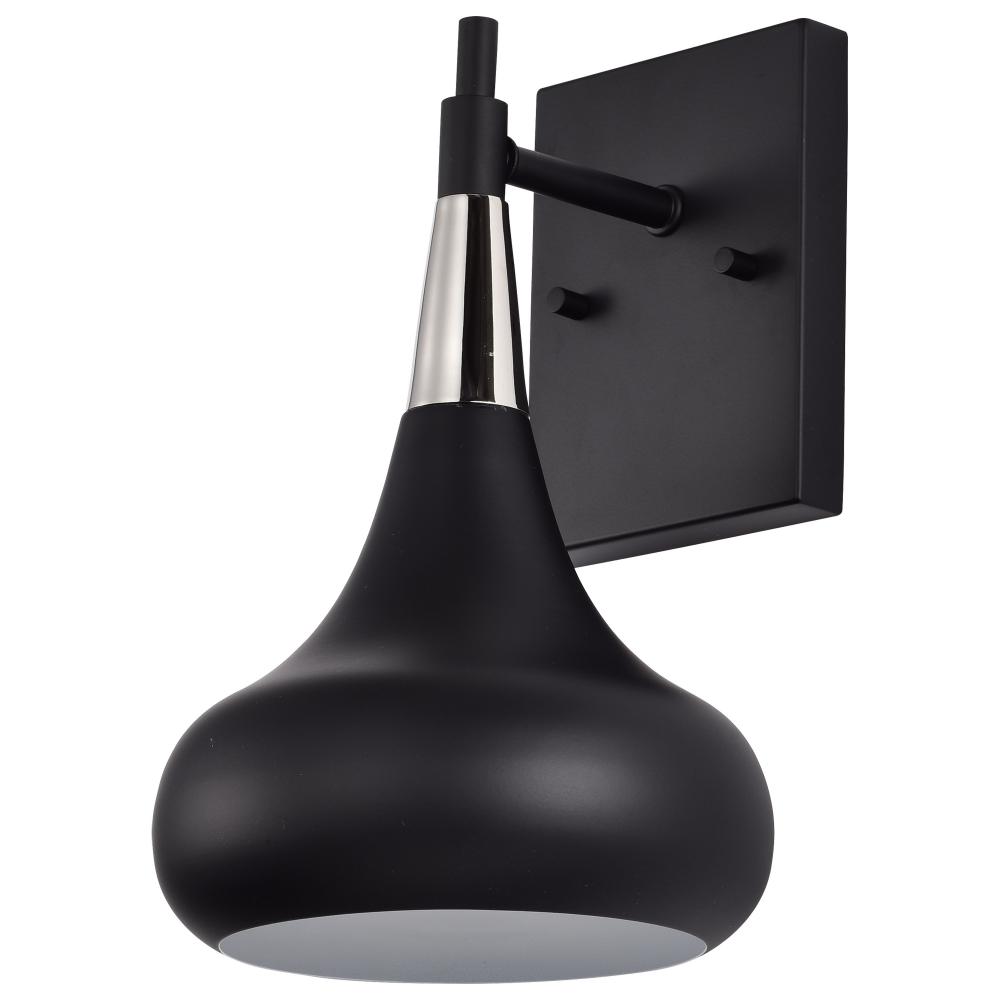 Phoenix; 1 Light; Wall Sconce; Matte Black with Polished Nickel