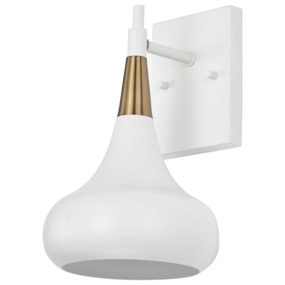 Phoenix; 1 Light; Wall Sconce Matte White with Burnished Brass
