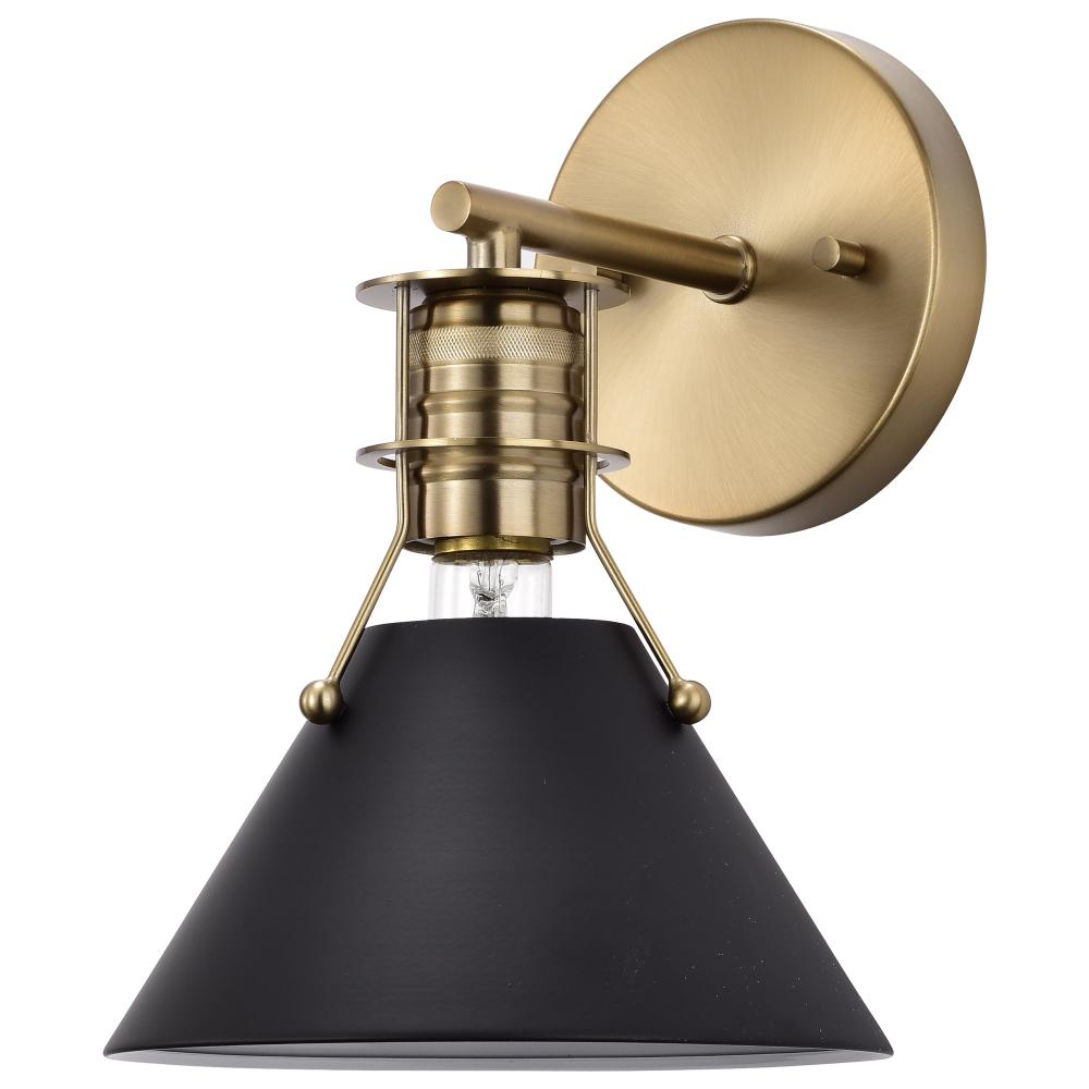 Outpost; 1 Light; Wall Sconce; Matte Black with Burnished Brass
