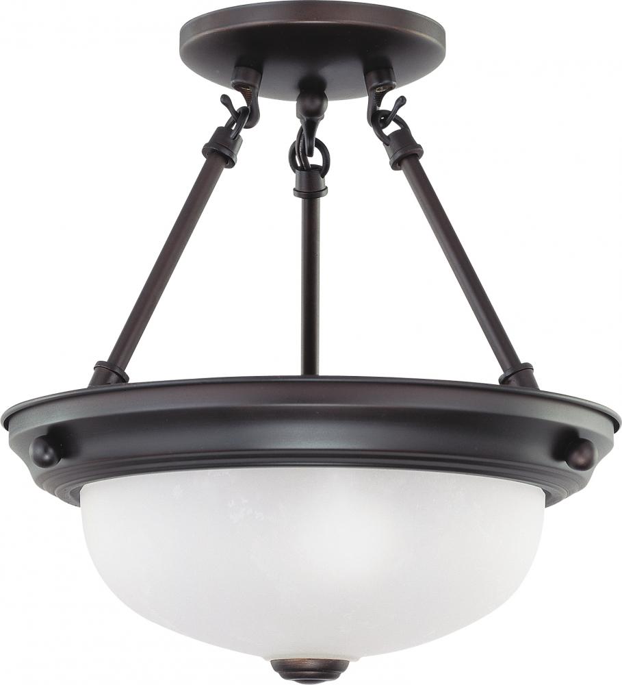 2 Light - LED 11" Semi-Flush Fixture - Mahogany Bronze Finish - Frosted Glass - Lamps Included