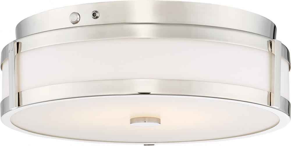 LED 20W - Flush with White Acrylic Lens - Polished Nickel Finish- 120-277V - 120-277V
