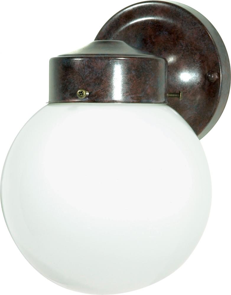 1 Light - 6" Outdoor Wall with White Globe - Old Bronze Finish