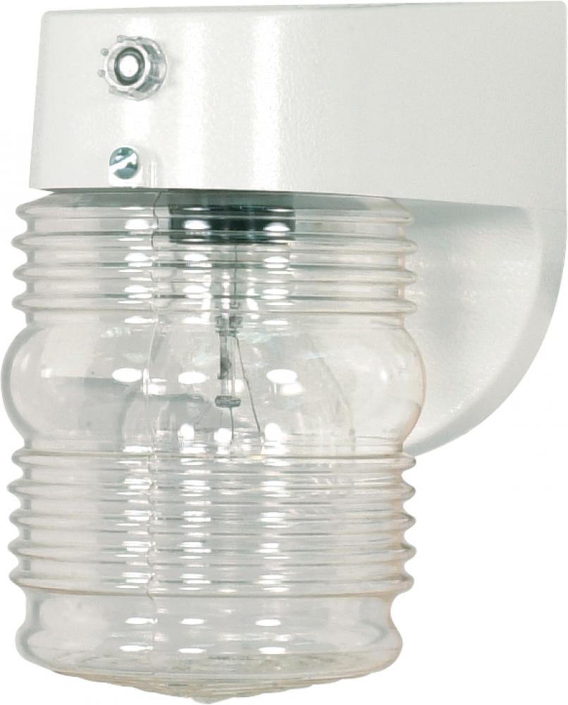1 Light - 8" - Porch; Wall - Clear Mason Jar with Photoelectric Sensor