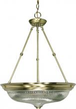 Nuvo 60/236 - 3-Light Large Hanging Pendant Light Fixture in Antique Brass Finish with Clear Swirl Glass