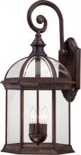 Nuvo 60/4968 - Boxwood - 3 Light 26" Wall Lantern with Clear Beveled Glass - Rustic Bronze Finish