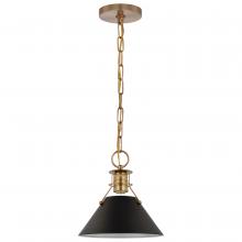 Nuvo 60/7521 - Outpost; 1 Light; Small Pendant; Matte Black with Burnished Brass