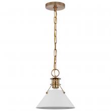 Nuvo 60/7522 - Outpost; 1 Light; Small Pendant; Matte White with Burnished Brass