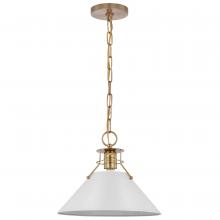 Nuvo 60/7524 - Outpost; 1 Light; Medium Pendant; Matte White with Burnished Brass