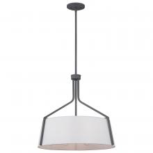 Nuvo 60/7668 - Livingston; 4 Light Pendant; Medium Base; 60 Watt; Putty Gray Finish; White Linen Fabric Shade