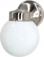 Nuvo SF76/705 - 1 Light - 6" Outdoor Wall with White Glass - Brushed Nickel Finish