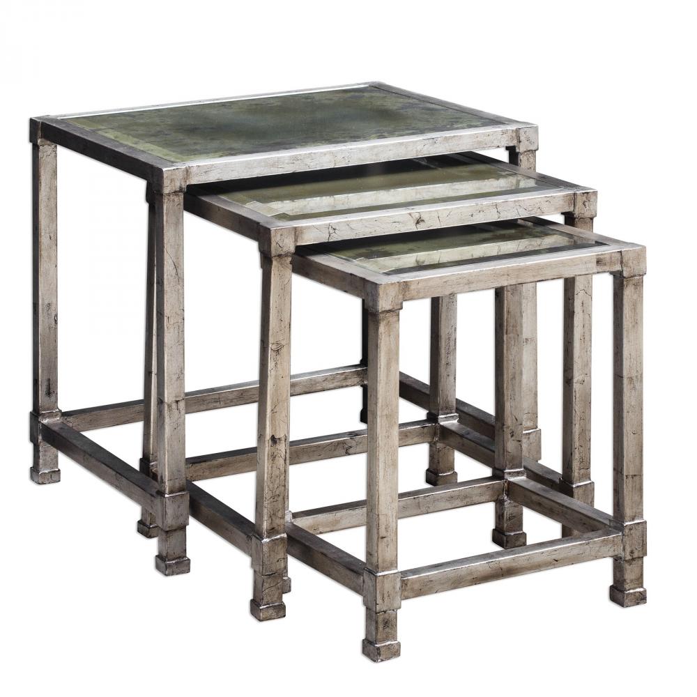 Uttermost Keanna Antiqued Silver Nesting Tables, S/3