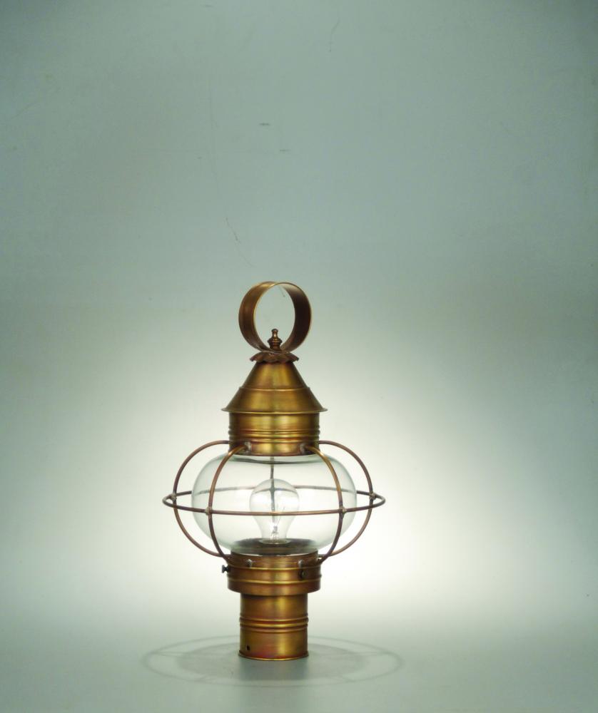 Caged Onion Post Antique Brass Medium Base Socket Clear Glass