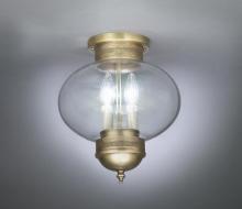 Northeast Lantern 2044-AC-LT2-CSG - Onion Flush No Cage Antique Copper 2 Candelabra Sockets Clear Seedy Glass