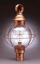 Northeast Lantern 2843-AB-LT3-CSG - Caged Round Post Antique Brass 3 Candelabra Sockets Clear Seedy Glass
