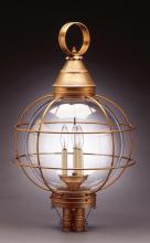 Northeast Lantern 2863-AB-LT3-CLR - Caged Round Post Antique Brass 3 Candelabra Sockets Clear Glass