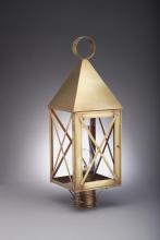 Northeast Lantern 7053-AB-CIM-CSG - Pyramid Top X-Bars Post Antique Brass Medium Base Socket With Chimney Clear Seedy Glass