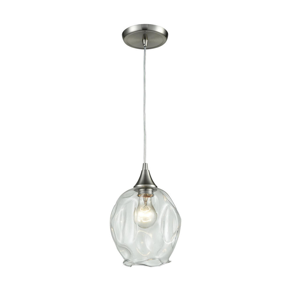 Morph 1-Light Mini Pendant in Satin Nickel with Clear Blown Glass