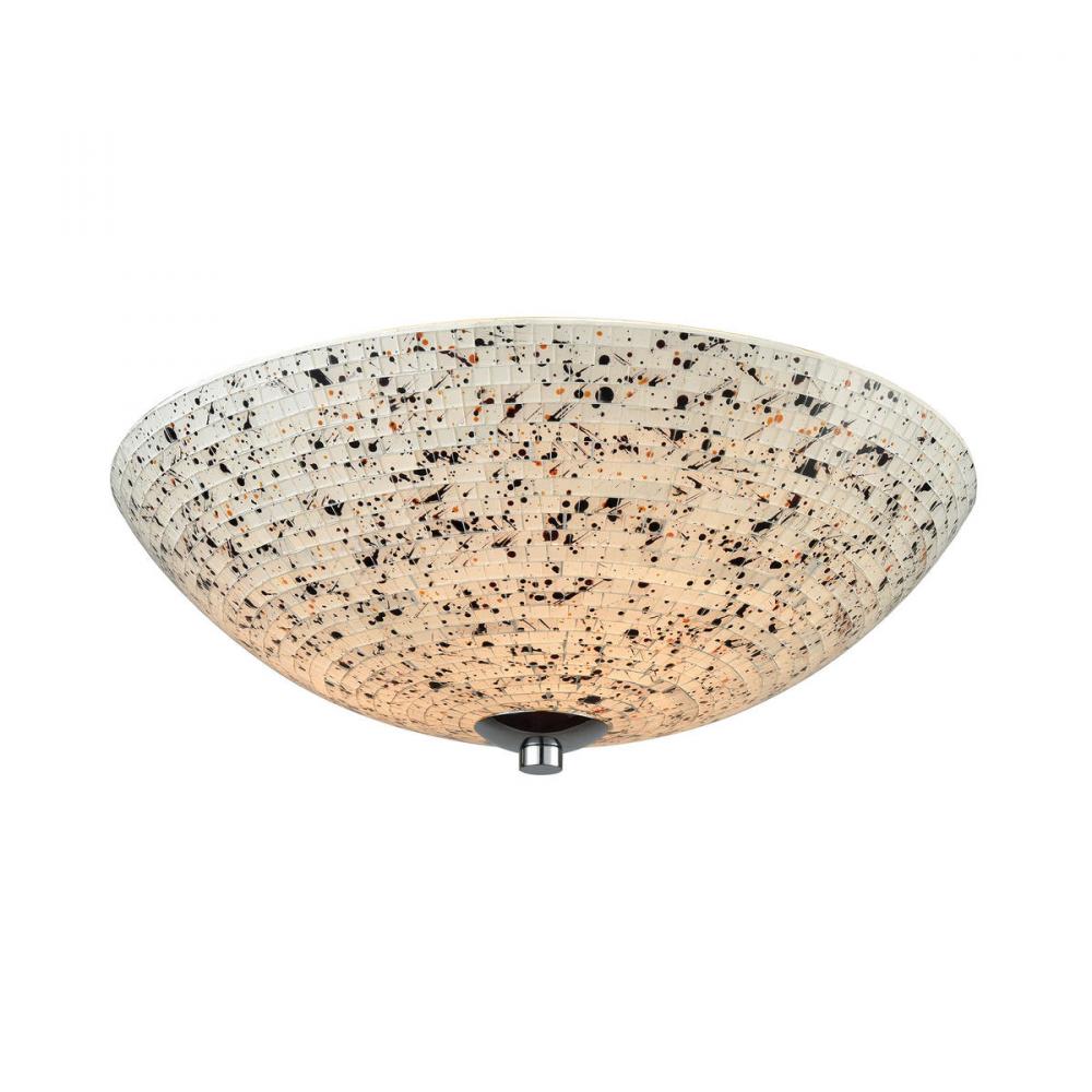 Spatter 3-Light Flush Mount in Polished Chrome with Spatter Mosaic Glass