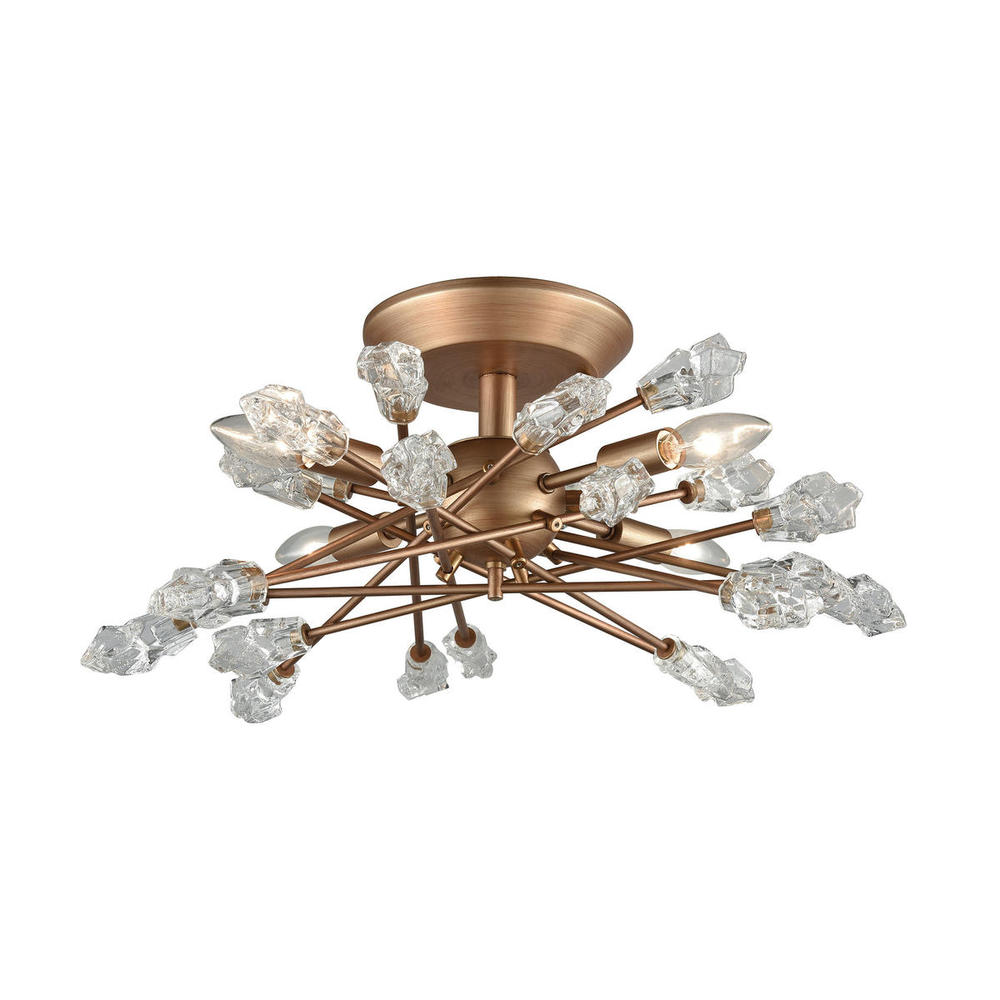 Serendipity 4-Light Semi Flush in Matte Gold with Clear Bubble Glass