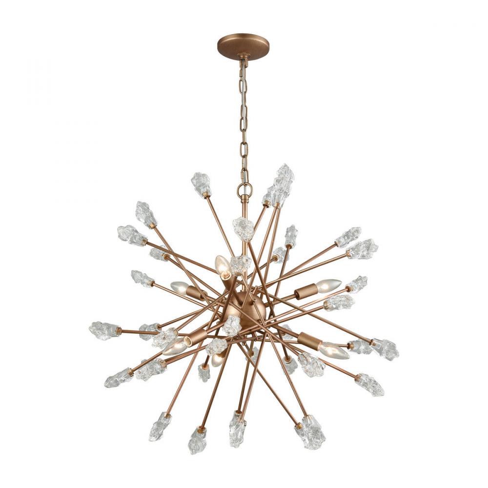 Serendipity 6-Light Chandelier in Matte Gold with Clear Bubble Glass