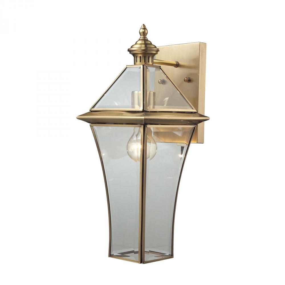 Riverdale 1-Light Outdoor Wall Lamp in Brushed Brass