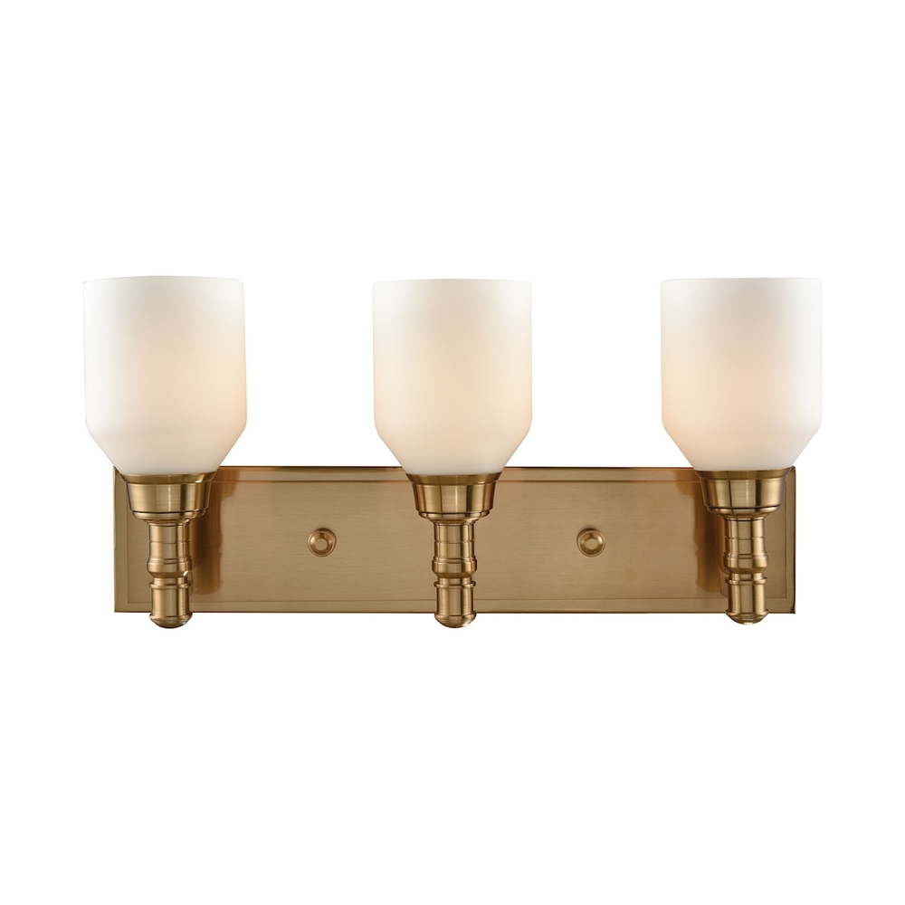 Baxter 3 Light Vanity In Satin Brass With Opal White Glass