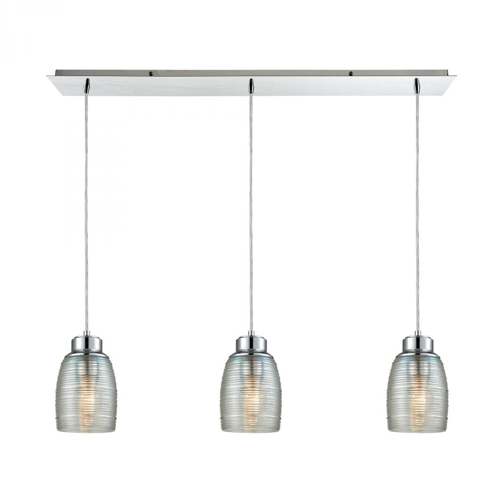 Muncie 3 Light Linear Pan Pendant In Polished Ch
