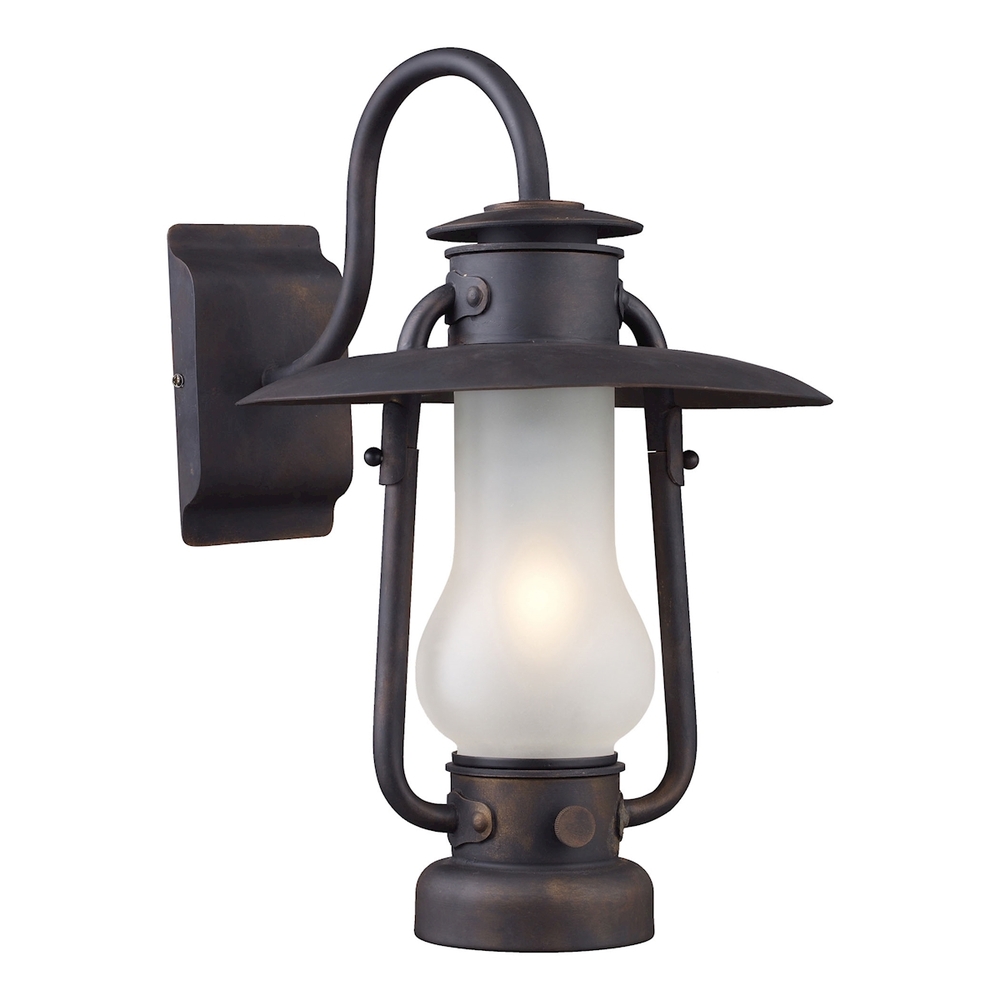 Stagecoach 1-Light Wall Lamp in Matte Black with Lantern-style Shade