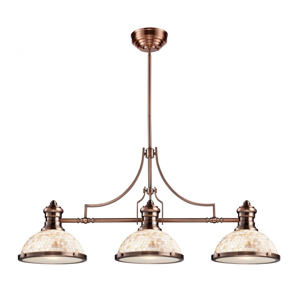 Chadwick 3-Light Island Light in Antique Copper with Cappa Shell Shade